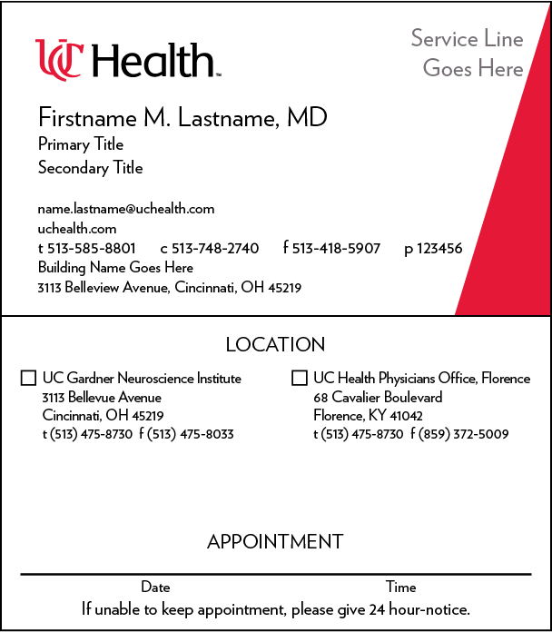 UC Health 2-location appt card